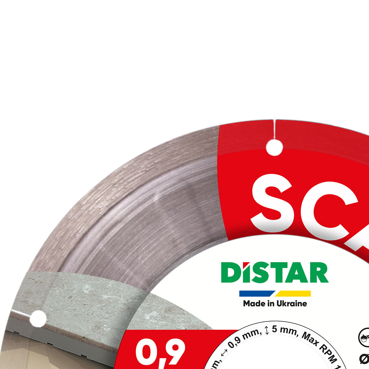 Close-up of DISTAR Scalpel diamond blade with 0.9 mm cutting edge
