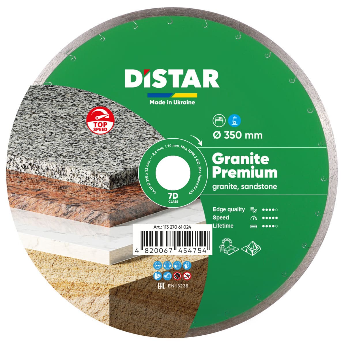 Distar diamond cutting disc for granite and sandstone with green label