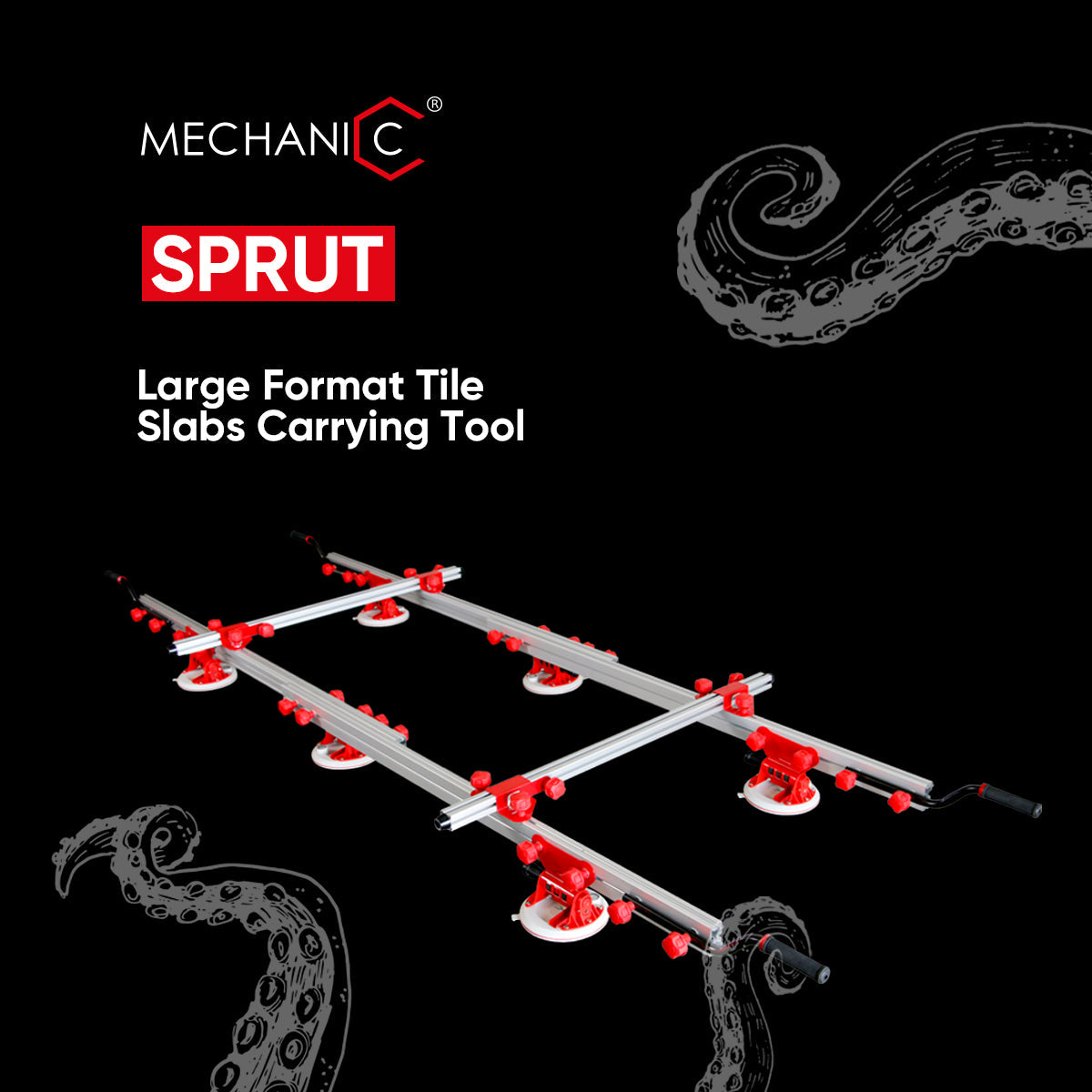 Mechanic SPRUT Slab Transport System with suction cups and telescopic rails