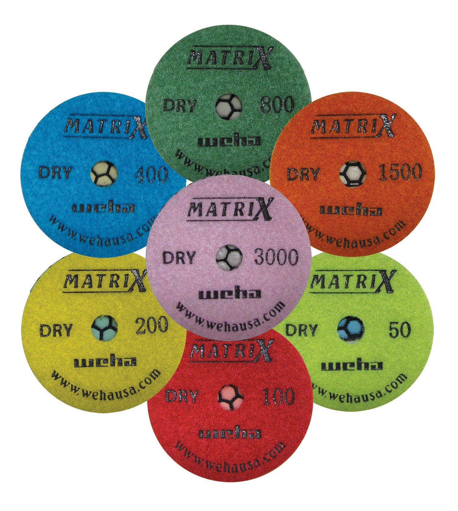 Weha 4" Matrix Dry 7 Step Diamond Polishing Pads