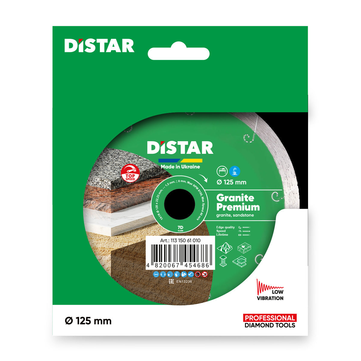 Distar diamond blade packaging with green and white design on a white background