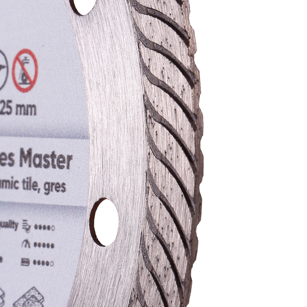Close-up of Gres Master diamond blade with turbo groove layer