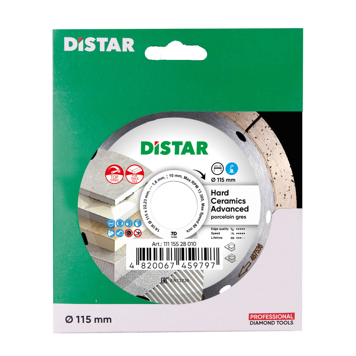 DISTAR Hard Ceramics Advanced Diamond Blade 4.5" front view