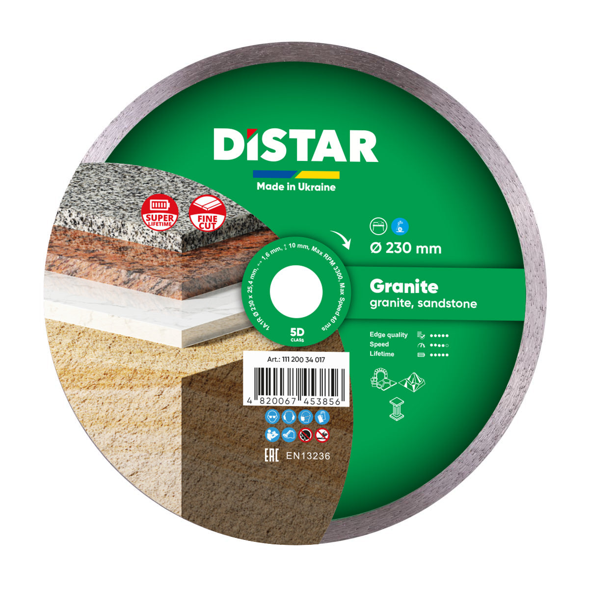 Distar diamond cutting disc for granite and sandstone on a white background