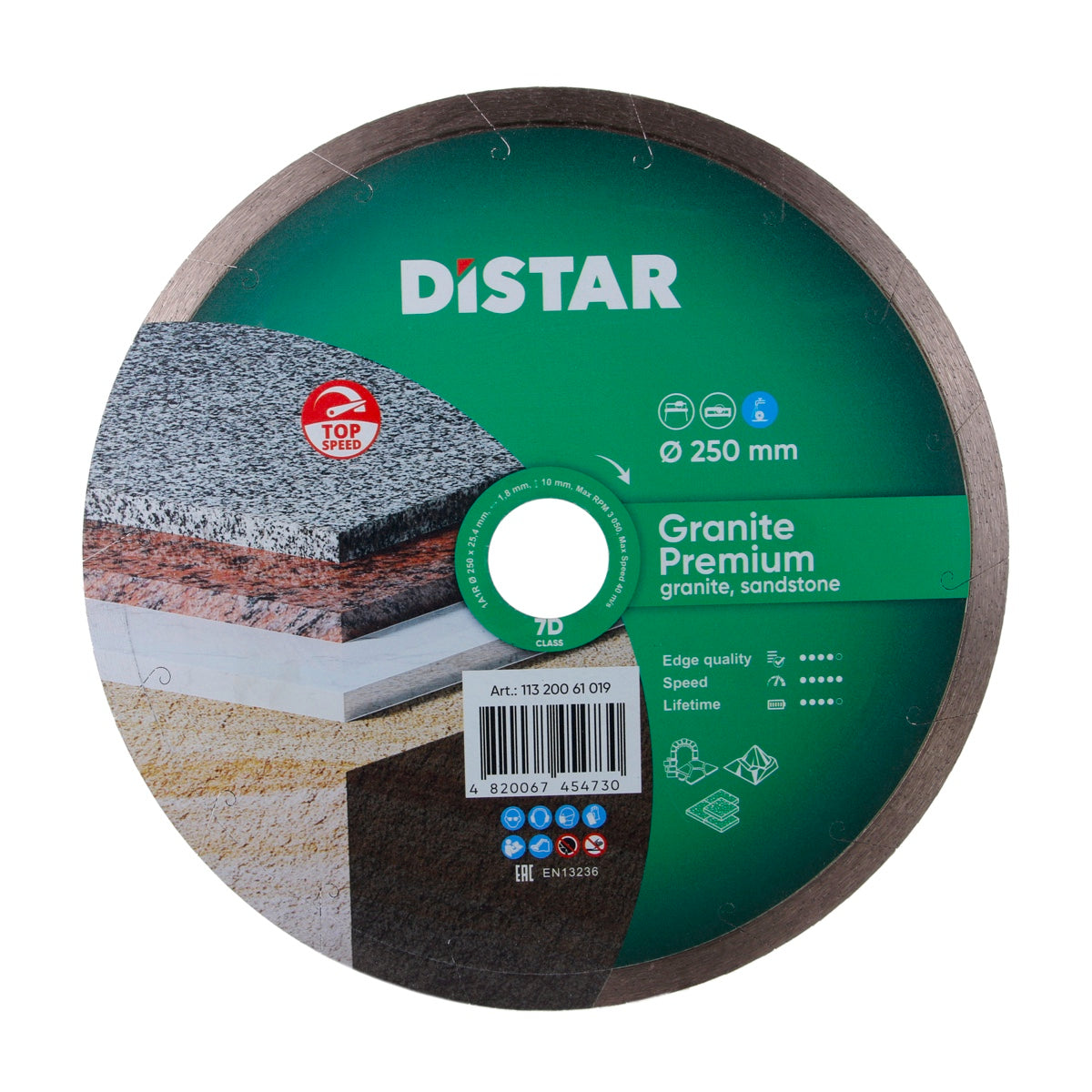 Distar diamond cutting disc for granite on a white background