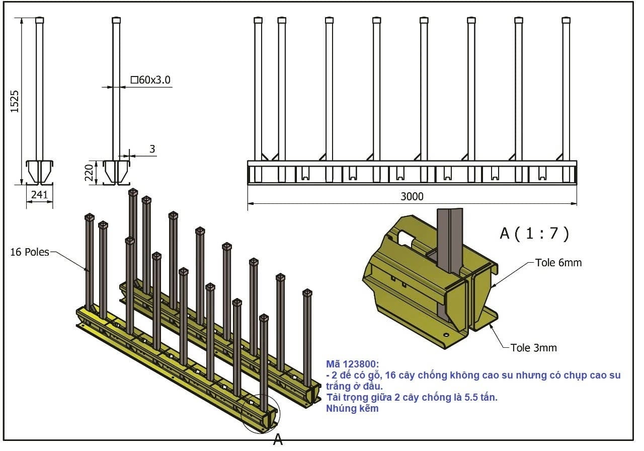 Weha 5.5 Ton 10' Slab Rack with 16 Galvanized Poles