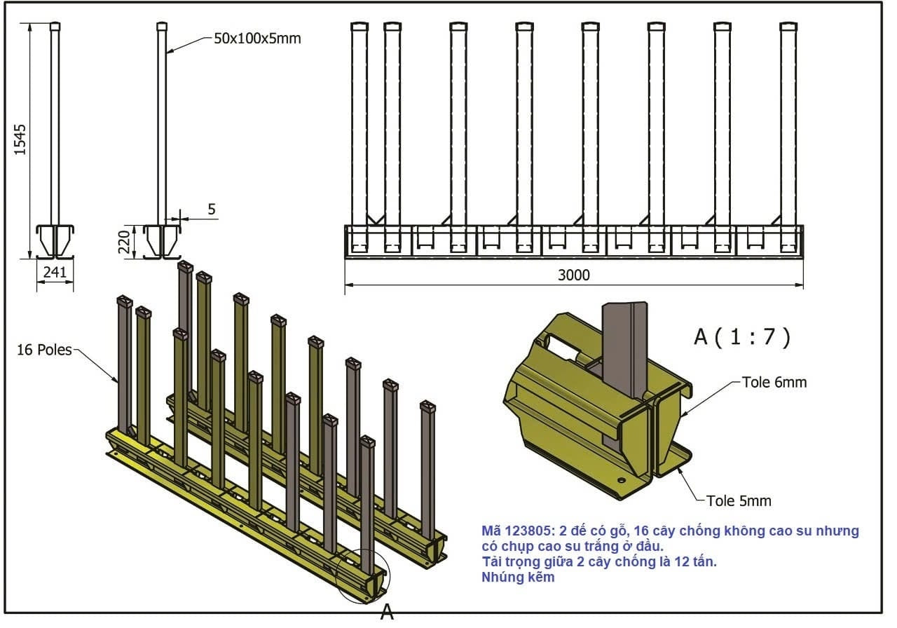 Weha 12 Ton 10' Slab Rack with 16 Galvanized Poles