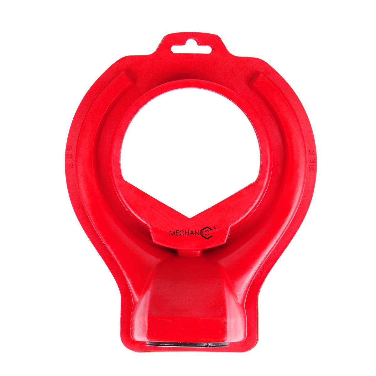 A red circular drill duster with a central collection point, designed for dust extraction during drilling, with the brand name 'Mechanic' visible.