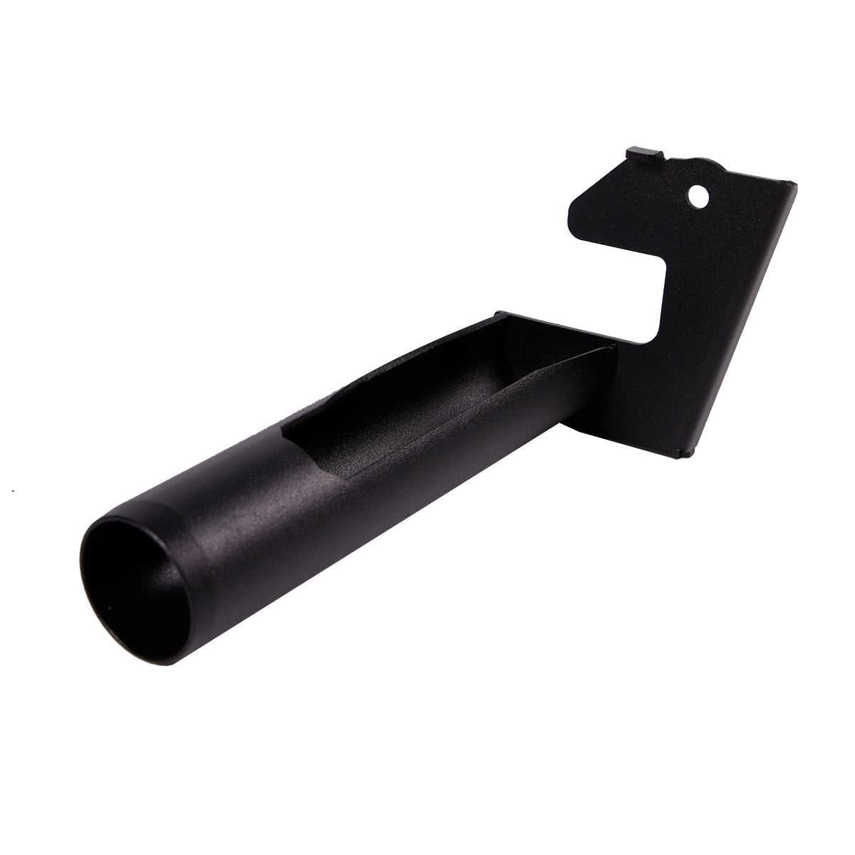Black metal bracket on a white background