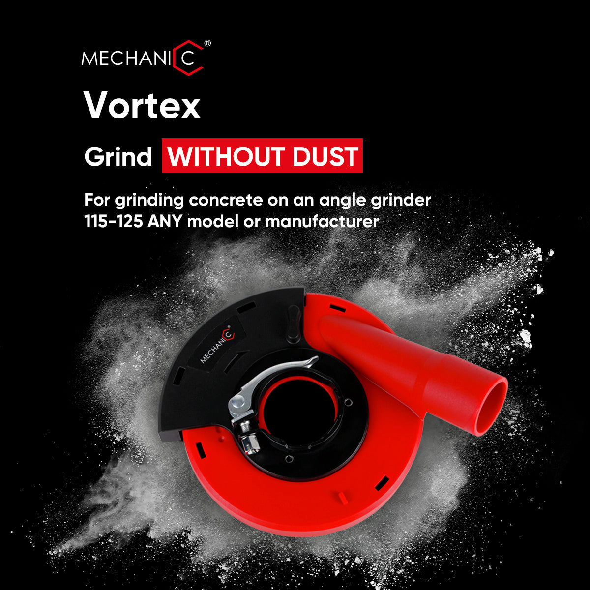 Mechanic Vortex grind without dust product on a black background
