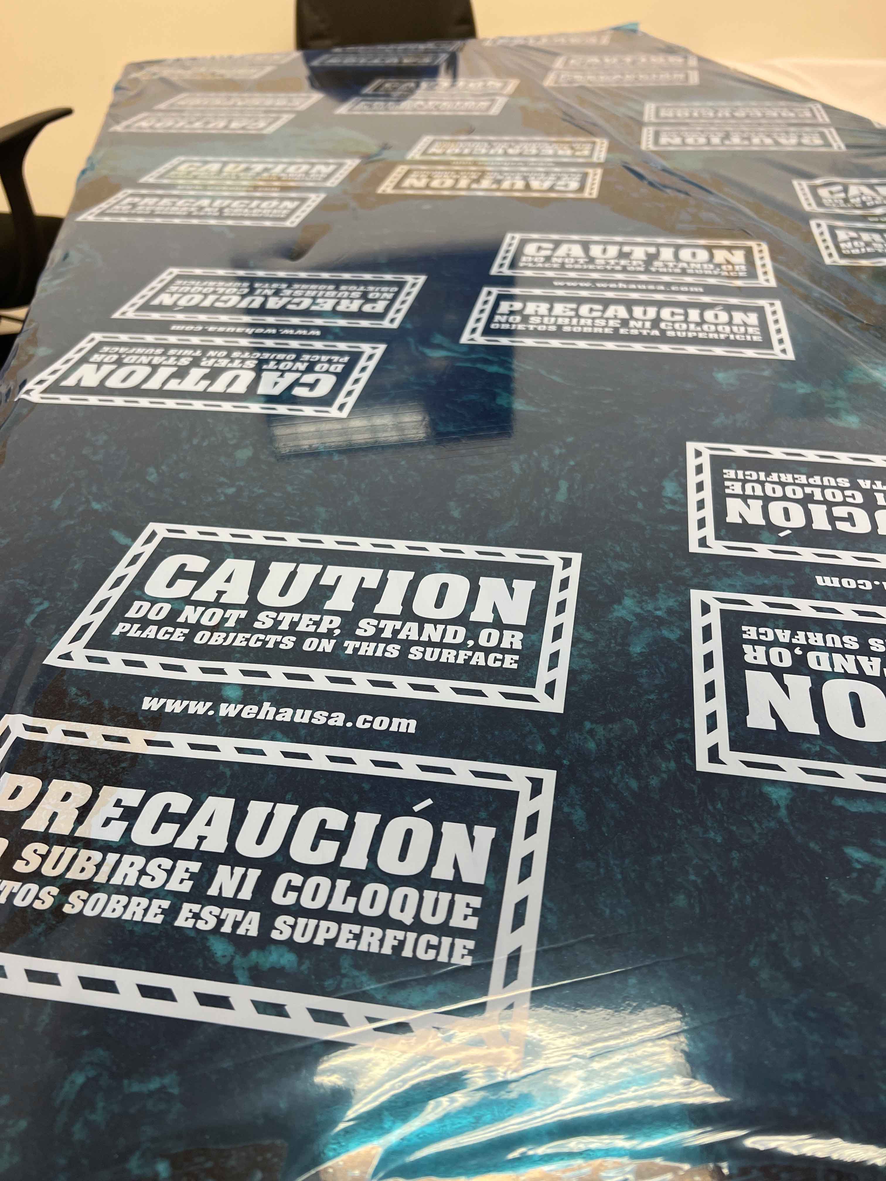 Weha Blue Countertop Protective Film – Caution Marked