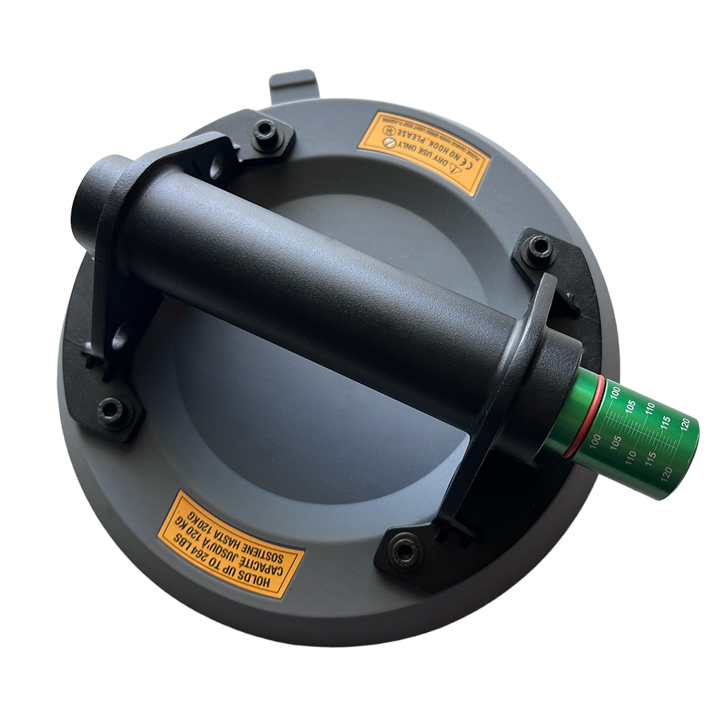 TuffCup Apollo 8 inch manual hand pump suction cup front view on white background