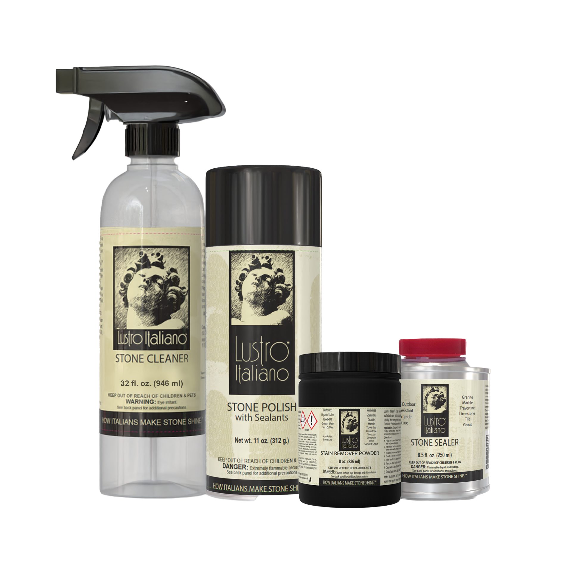 Lustro Italiano Natural Stone Stain Remover & Restoration Kit