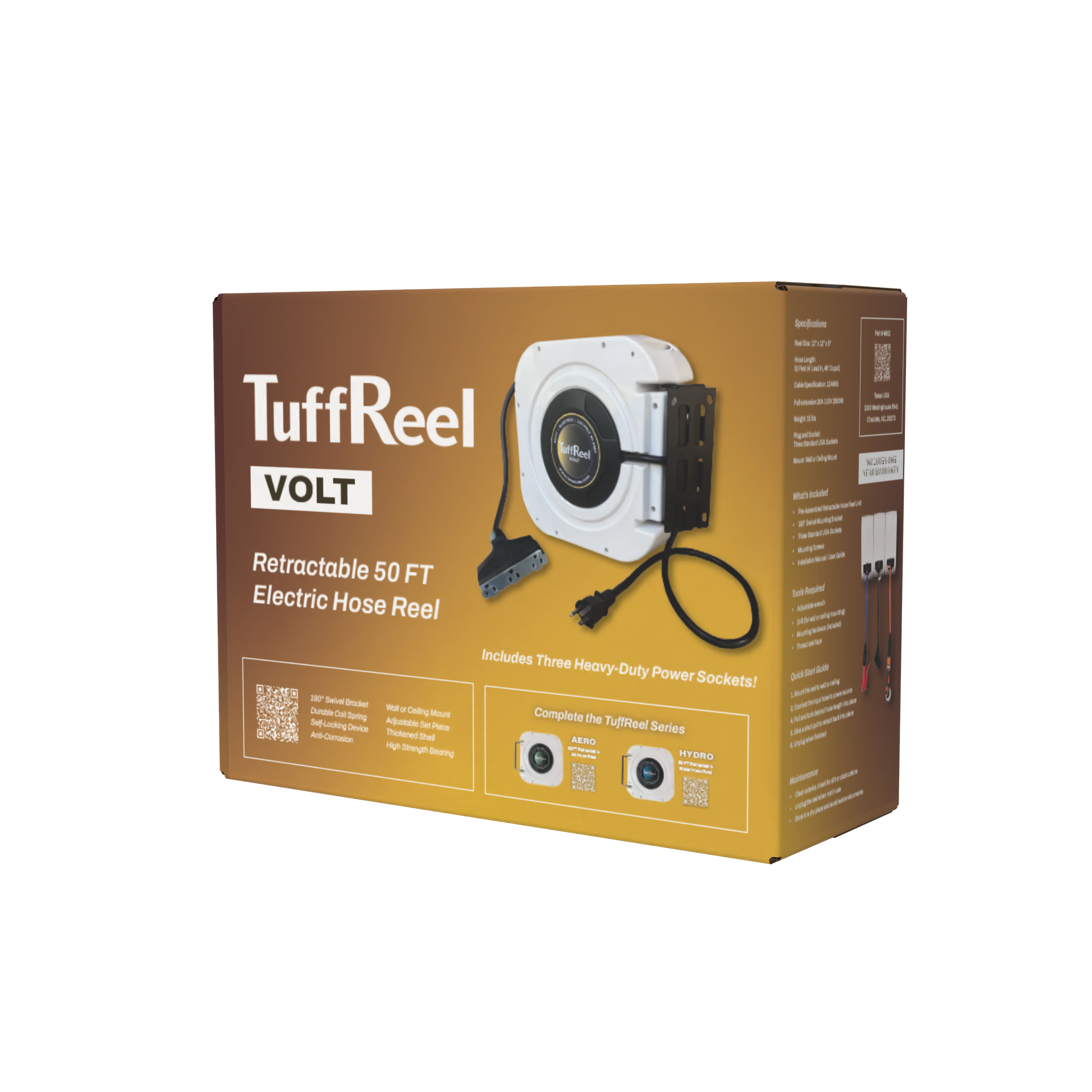 TuffReel Volt 50 FT Retractable Electric Hose Reel
