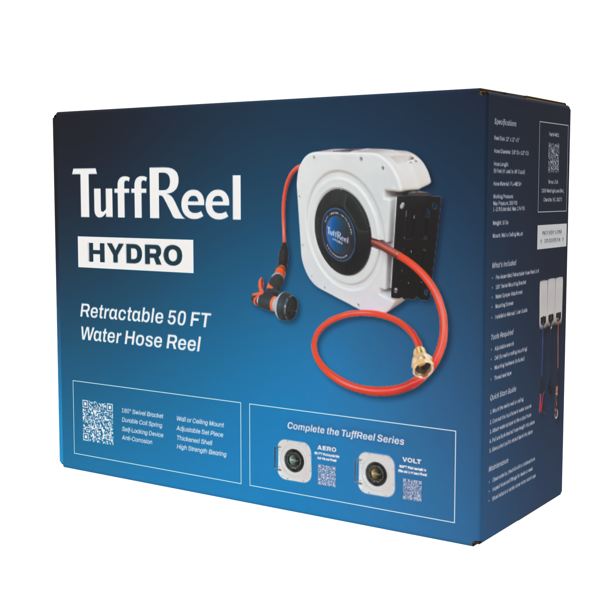 TuffReel Hydro 50 FT Retractable Water Hose Reel