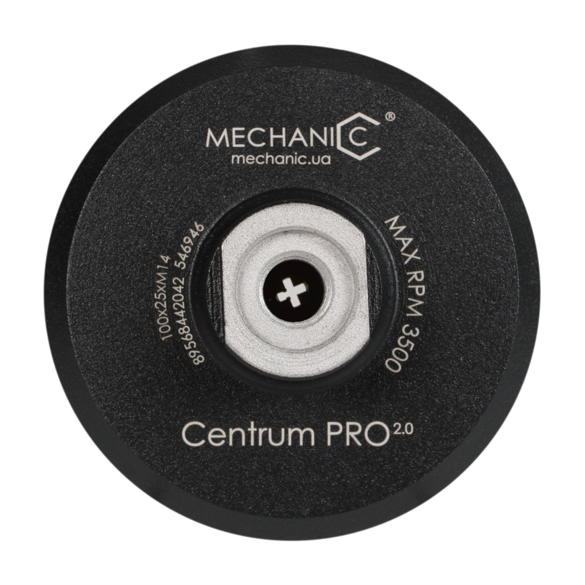 Black grinding disc with 'Mechanic' branding on a white background