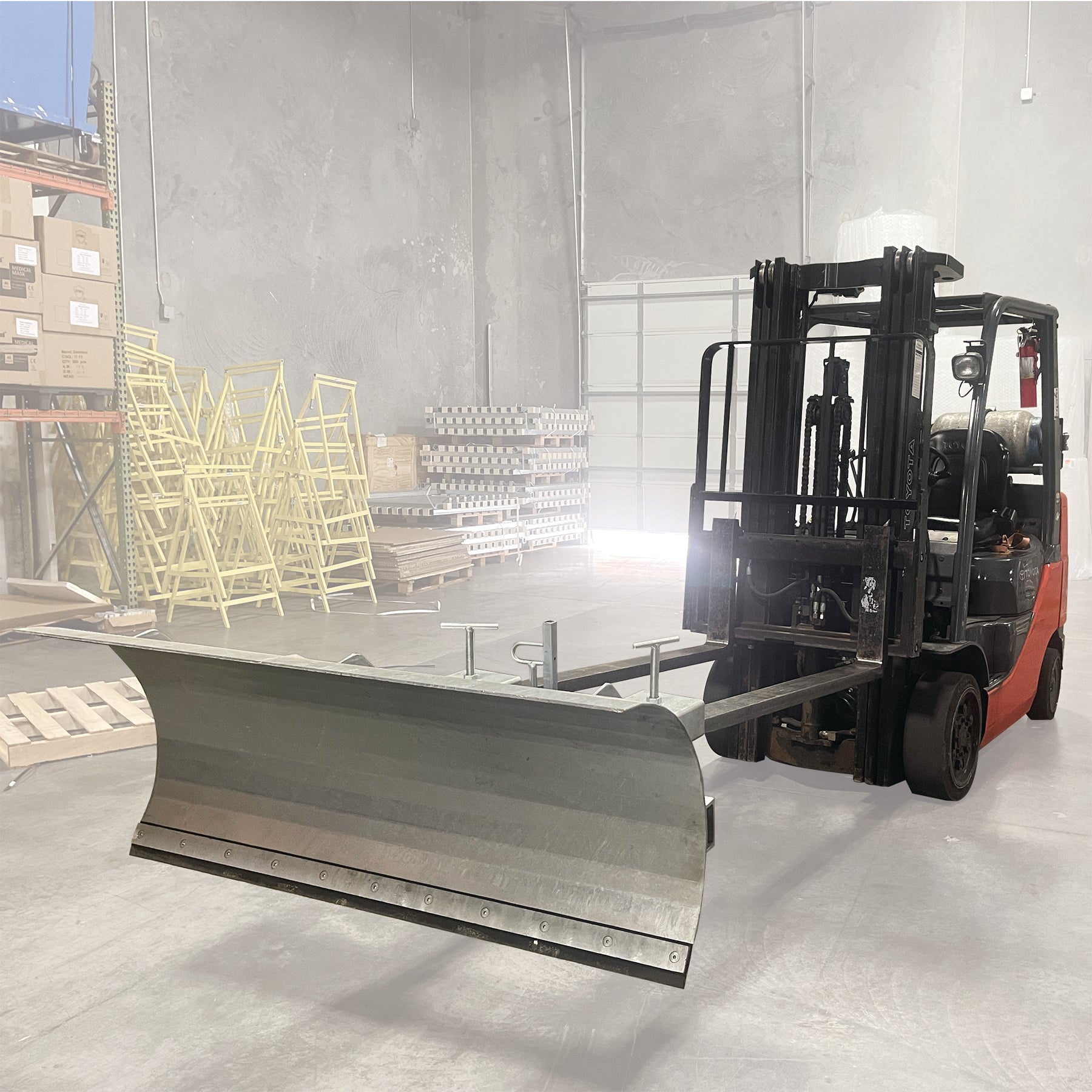 Weha ForkLift Snow Plow Attachment with Angle Adjustment